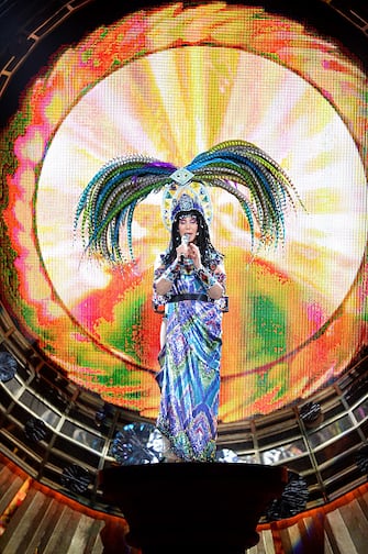 LAS VEGAS, NV - MAY 25:  Singer Cher performs at the MGM Grand Garden Arena during her Dressed to Kill tour on May 25, 2014 in Las Vegas, Nevada.  (Photo by Ethan Miller/Getty Images)