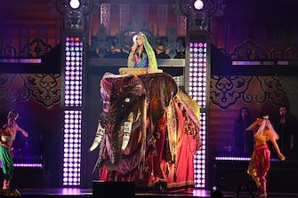 ESTERO, FL - JANUARY 17:  Cher performs on stage during the opening night of her "Here We Go Again" tour, her first US tour in five years at The Hertz Arena on January 17, 2019 in Estero, Florida. The one and only Cher received a roaring response at the opening night of her 35 city North American "Here We Go Again" tour. The multi-award winning star performed lots of her hits along with several songs from her current "Dancing Queen" Abba tribute album.  (Photo by Kevin Mazur/Getty Images for Live Nation)