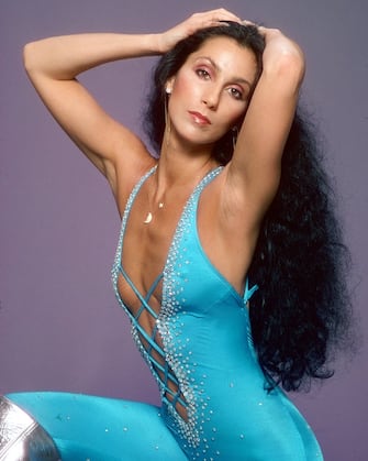 LOS ANGELES - MARCH 9: Singer and actress Cher poses for a Fashion Session in a Bob Mackie Creation on April 9, 1978 in Los Angeles, California.  (Photo by Harry Langdon/Getty Images)