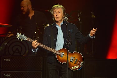 LONDON, ENGLAND - DECEMBER 16:  Sir Paul McCartney performs live on stage at the O2 Arena during his 'Freshen Up' tour, on December 16, 2018 in London, England. (Photo by Jim Dyson/Getty Images)