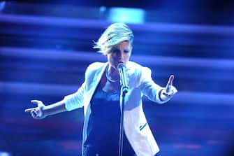 SAN REMO, ITALY - FEBRUARY 15: Singer Emma Marrone performs on stage at the second day of the 62th Sanremo Song Festival at the Ariston Theatre on February 15, 2012 in San Remo, Italy. (Photo by Venturelli/Getty Images)