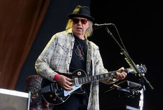 LONDON, ENGLAND - JULY 12: Neil Young performs on stage in Hyde Park on July 12, 2019 in London, England. (Photo by Matthew Baker/Getty Images)