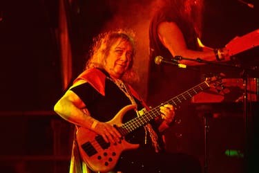 LOS ANGELES, CA - SEPTEMBER 02:  Steve Priest of The Sweet performs at Backyard Bash 2018 at the Rainbow Bar & Grill on September 2, 2018 in Los Angeles, California.  (Photo by Michael Tullberg/Getty Images)