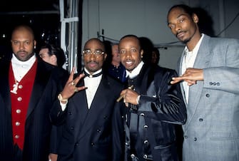 Suge Night, Snoop Dogg, MC Hammer and Tupac Shakur (Photo by Kevin Mazur Archive/WireImage)