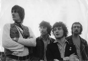 17th June 1968:  Blues, rock 'n' roll and progressive pop influenced band Fleetwood Mac, when their instrumental single 'Albatross' was topping the British charts. The line up is, from left to right; Mick Fleetwood, Peter Green, Jeremy Spencer and John McVie.  (Photo by Keystone Features/Getty Images)