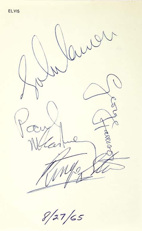 Gli autografi dei quattro Beatles