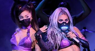 UNSPECIFIED - AUGUST 2020: (L-R) Ariana Grande and Lady Gaga perform during the 2020 MTV Video Music Awards, broadcast on Sunday, August 30th 2020. (Photo by Kevin Winter/MTV VMAs 2020/Getty Images for MTV)