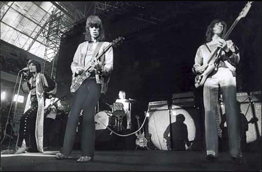 I Rolling Stones sul palco del Palalido il 1° ottobre 1970