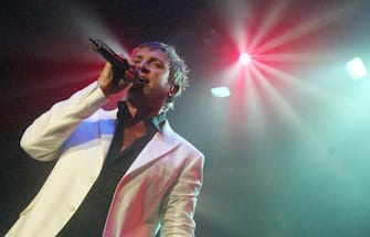 NEW YORK - AUGUST 27:  Singer Simon Le Bon of Duran Duran performs at Webster Hall to mark the 25th anniversary of the formation of Duran Duran August 27, 2003 in New York City.  (Photo by Mark Mainz/Getty Images)