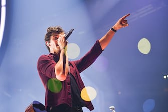 LOS ANGELES, CALIFORNIA - JULY 05: (EDITORS NOTE: Image has been captured using in camera double exposure) Shawn Mendes performs in concert Los Angeles, at Staples Center on July 05, 2019 in Los Angeles, California. (Photo by Matt Winkelmeyer/Getty Images)