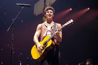 DETROIT, MICHIGAN - AUGUST 05: Shawn Mendes performs during "The Tour" in support of his self titled release at Little Caesars Arena on August 05, 2019 in Detroit, Michigan. (Photo by Scott Legato/Getty Images)