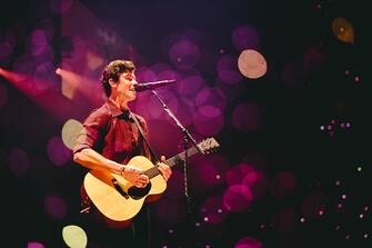 LOS ANGELES, CALIFORNIA - JULY 05: (EDITORS NOTE: Image has been captured using in camera double exposure) Shawn Mendes performs in concert Los Angeles, at Staples Center on July 05, 2019 in Los Angeles, California. (Photo by Matt Winkelmeyer/Getty Images)