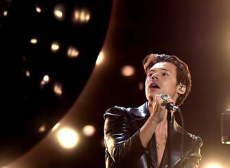 LOS ANGELES, CALIFORNIA: In this image released on March 14, Harry Styles performs onstage during the 63rd Annual GRAMMY Awards at Los Angeles Convention Center in Los Angeles, California and broadcast on March 14, 2021. (Photo by Kevin Winter/Getty Images for The Recording Academy)