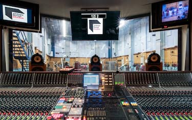 Abbey Road Studios, St John's Wood, Westminster, London, 2018. Interior view of Studio One, used primarily for orchestral and cinema film recordings, with the control room mixing console in the foreground. Artist Chris Redgrave. (Photo by English Heritage/Heritage Images via Getty Images)