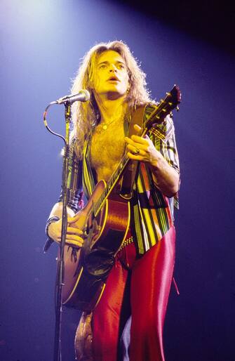 NEW YORK - MAY 12: David Lee Roth from Van Halen performs live on stage at the Palladium in New York on May 12 1979 (Photo by Richard E. Aaron/Redferns)