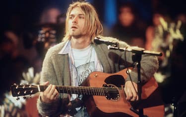 Kurt Cobain of Nirvana during the taping of MTV Unplugged at Sony Studios in New York City, 11/18/93. Photo by Frank Micelotta. *** Special Rates Apply *** Call for Rates ***