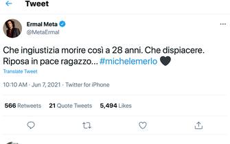 Il tweet di Ermal Meta in ricordo di Michele Merlo