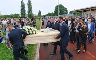Funerali di Michele Merlo, il cantante morto il 6 giugno scorso. Stadio calcio di Rosa , Vicenza, 18 Giugno 2021. ANSA/NICOLA FOSSELLA