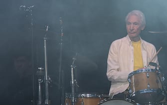 30 June 2018, Germany, Stuttgart: Drummer Charlie Watts on stage at a concert by the Rolling Stones during their European tour "no filter" at the Mercedes Benz-Arena. Photo: Sebastian Gollnow/dpa (Photo by Sebastian Gollnow/picture alliance via Getty Images)