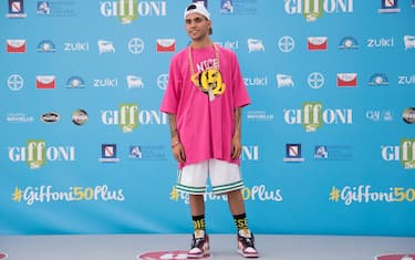 GIFFONI VALLE PIANA, ITALY - JULY 23: Aka7even attends the photocall at the Giffoni Film Festival 2021 on July 23, 2021 in Giffoni Valle Piana, Italy. (Photo by Teresa Biancorrosso/Getty Images)