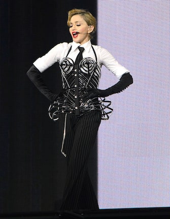 TEL AVIV, ISRAEL - MAY 31:  Madonna performs on stage during her "MDNA" tour at Ramat Gan Stadium on May 31, 2012 in Tel Aviv, Israel.  (Photo by Kevin Mazur/WireImage)