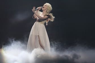 DUESSELDORF, GERMANY - MAY 12: Mika Newton of Ukraine performs in the second semi-finals of the Eurovision Song Contest 2011 on May 12, 2011 in Dusseldorf, Germany.  (Photo by Sean Gallup / Getty Images)