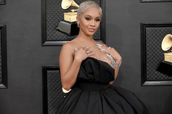 LAS VEGAS, NEVADA - APRIL 03: Saweetie attends the 64th Annual GRAMMY Awards at MGM Grand Garden Arena on April 03, 2022 in Las Vegas, Nevada. (Photo by Jeff Kravitz/FilmMagic)