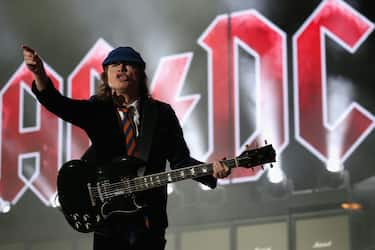 INDIO, CA - APRIL 17:  Musician Angus Young of AC/DC performs onstage during day 1 of the 2015 Coachella Valley Music And Arts Festival (Weekend 2) at The Empire Polo Club on April 17, 2015 in Indio, California.  (Photo by Karl Walter/Getty Images for Coachella)