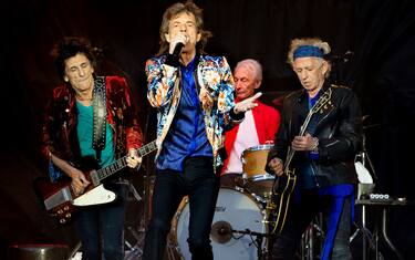 MANCHESTER, ENGLAND - JUNE 05:  Mick Jagger, Keith Richards, Charlie Watts and Ronnie Wood of The Rolling Stones perform live on stage at Old Trafford on June 5, 2018 in Manchester, England.  (Photo by Shirlaine Forrest/WireImage)