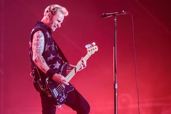 MILAN, ITALY - JUNE 15: Mike Dirnt of Green Day performs at Ippodromo SNAI La Maura during the I-Days Festival on June 15, 2022 in Milan, Italy. (Photo by Sergione Infuso/Corbis via Getty Images)