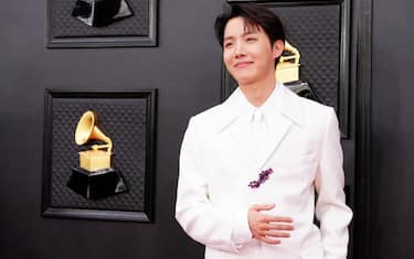 LAS VEGAS, NEVADA - APRIL 03: J-Hope of BTS attends the 64th Annual GRAMMY Awards at MGM Grand Garden Arena on April 03, 2022 in Las Vegas, Nevada. (Photo by Jeff Kravitz/FilmMagic)