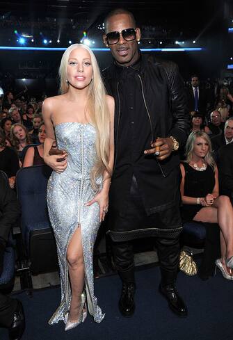 LOS ANGELES, CA - NOVEMBER 24:  Lady Gaga and R Kelly attend 2013 American Music Awards at Nokia Theatre L.A. Live on November 24, 2013 in Los Angeles, California.  (Photo by Kevin Mazur/AMA2013/WireImage)