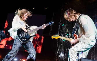Italian glam rock band Maneskin (vocalist Damiano David, bassist Victoria De Angelis, guitarist Thomas Raggi and drummer Ethan Torchio) perform on stage during a concert at the Circus Maximus in Rome, Italy, 09 July 2022.
ANSA/UFFICIO STAMPA/ROBERTO PANUCCI
+++ ANSA PROVIDES ACCESS TO THIS HANDOUT PHOTO TO BE USED SOLELY TO ILLUSTRATE NEWS REPORTING OR COMMENTARY ON THE FACTS OR EVENTS DEPICTED IN THIS IMAGE; NO ARCHIVING; NO LICENSING +++