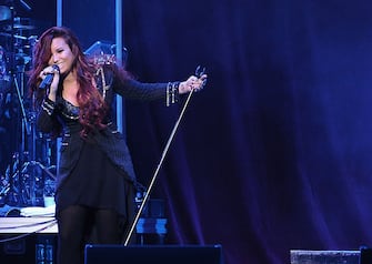 SUNRISE, FL - DECEMBER 10:  Demi Lovato performs at the Y 100 Jingle Ball at Bank Atlantic Center on December 10, 2011 in Sunrise, Florida.  (Photo by Gustavo Caballero/WireImage)