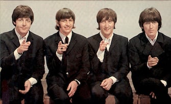 BEATLES 1966 Paul McCartney, Ringo Starr, John Lennon and George Harrison at Top Of The Pops 