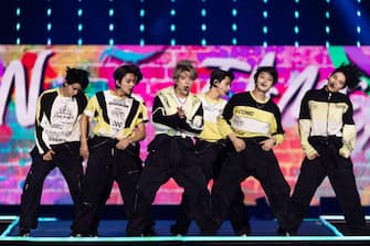 SEOUL, SOUTH KOREA - AUGUST 10: ENHYPEN performs at K-Pop Super Live to open Seoul Festa 2022 celebrating the return of tourism and events following the COVID-19 pandemic at Jamsil Sports Complex on August 10, 2022 in Seoul, South Korea. (Photo by Justin Shin/Getty Images)