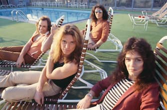 (MANDATORY CREDIT David Tan / Shinko Music / Getty Images) Van Halen band photo shoot by the pool, Hollywood, LA, CA, US, April 1979. (Photo by David Tan / Shinko Music / Getty Images)