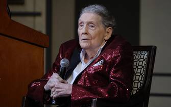 NASHVILLE, TENNESSEE - MAY 17: Jerry Lee Lewis speaks at the Country Music Hall of Fame 2022 inductees presented by CMA at Country Music Hall of Fame and Museum on May 17, 2022 in Nashville, Tennessee. (Photo by Jason Kempin/Getty Images)