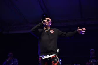 Napoli, Gue' Pequeno si esibisce dal vivo presso l’ Arenile Reload di Napoli con il suo Gentleman tour 2018 summer edition. Nella foto Gue' Pequeno.