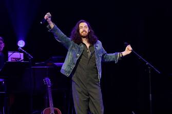 NASHVILLE, TENNESSEE - MARCH 20: Hozier performs onstage during the Love Rising: Let Freedom Sing (and Dance) A Celebration Of Life, Liberty And The Pursuit Of Happiness show at Bridgestone Arena on March 20, 2023 in Nashville, Tennessee. (Photo by Jason Kempin/Getty Images)