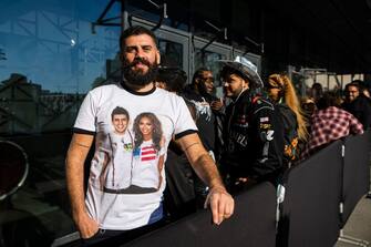 Fans of US musician Beyonce queue to enter the Friends Arena to watch her first concert of the World Tour named 