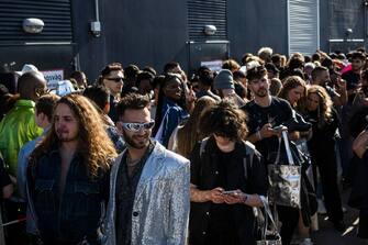 Fans of US musician Beyonce queue to enter the Friends Arena to watch her first concert of the World Tour named 