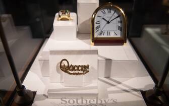 Freddie Mercury’s collection of items on display in London ahead of the auction.  PHOTO