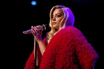 WEST HOLLYWOOD, CALIFORNIA - NOVEMBER 04: Bebe Rexha performs onstage at the amfAR Gala Los Angeles 2021 honoring TikTok and Jeremy Scott at Pacific Design Center on November 04, 2021 in West Hollywood, California.  (Photo by Ryan Emberley/amfAR/Getty Images for amfAR )