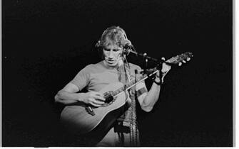 Roger Waters, bass player for rock group Pink Floyd, plays at the 1977 Day on the Green concert at the Oakland Coliseum.  (Photo by © Roger Ressmeyer/CORBIS/VCG via Getty Images)