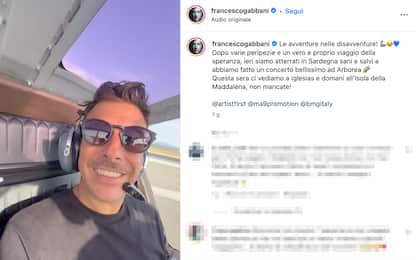Francesco Gabbani arriva in Sardegna in monoelica dopo volo cancellato