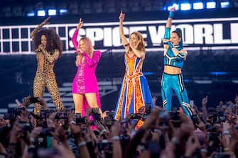 DUBLIN, IRELAND - MAY 24: Mel B, Emma Bunton, Geri Halliwell and Melanie C of The Spice Girls perform on the first night of the bands tour at Croke Park on May 24, 2019 in Dublin, Ireland. (Photo by Dave J Hogan/Getty Images)