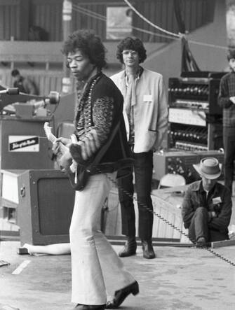 Jimi Hendrix Sound Check at Monterey Pop Festival 6-18-67. (Photo by John Byrne Cooke Estate/Getty Images)