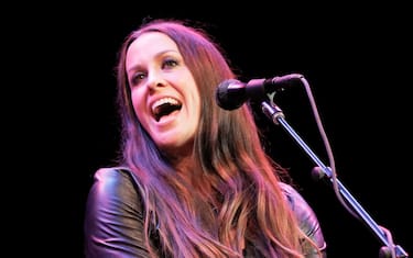 BEVERLY HILLS, CA - MAY 19:  Alanis Morissette performs at the Marianne Williamson campaign rally at Saban Theatre on May 19, 2014 in Beverly Hills, California.  (Photo by Tibrina Hobson/Getty Images)