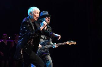 NEW YORK, NEW YORK - DECEMBER 09: Dave Stewart and Annie Lennox perform onstage during The Rainforest Fund 30th Anniversary Benefit Concert Presents 'We'll Be Together Again' at Beacon Theatre on December 09, 2019 in New York City. (Photo by Kevin Mazur/Getty Images for The Rainforest Fund)